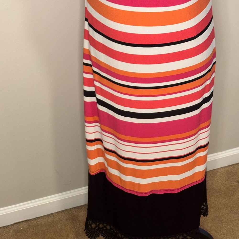 Calvin Klein Striped Multicolor Short Sleeve Maxi Dress - Picture 5 of 9